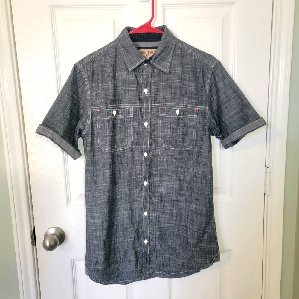 Hudson and Barrow NYC Blue Chambray Short Sleeve Button Down